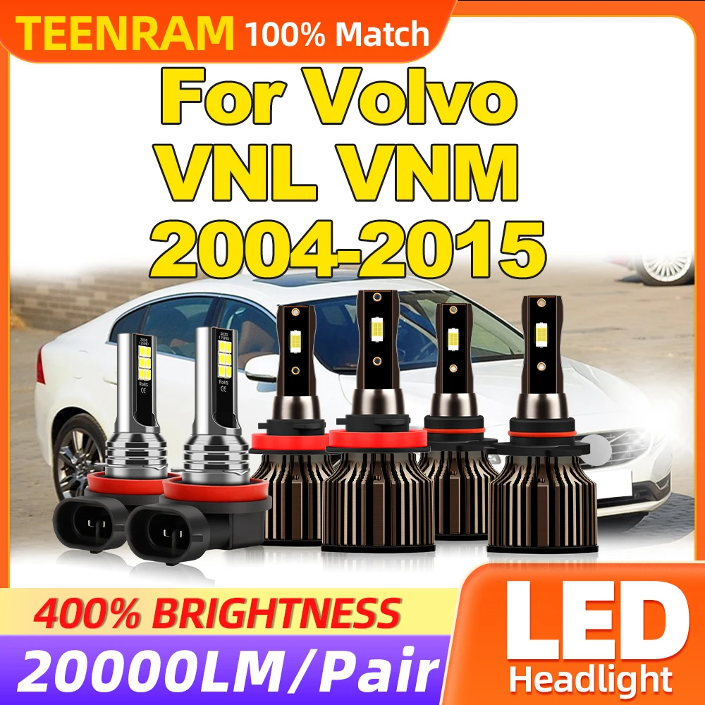 

Автомобильные лампы для передних фар, 6000 лм, автомобильные фары 2004 K, белые, Plug and Play, для Volvo VNL VNM 2010-2011 2012 2013 2014 2015