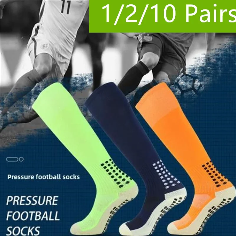 

Новинка 2025 года, длинные футбольные носки, силиконовые противоскользящие футбольные носки на присоске, спортивные мужские и женские бейсбольные носки для регби, 1/2/10 пар