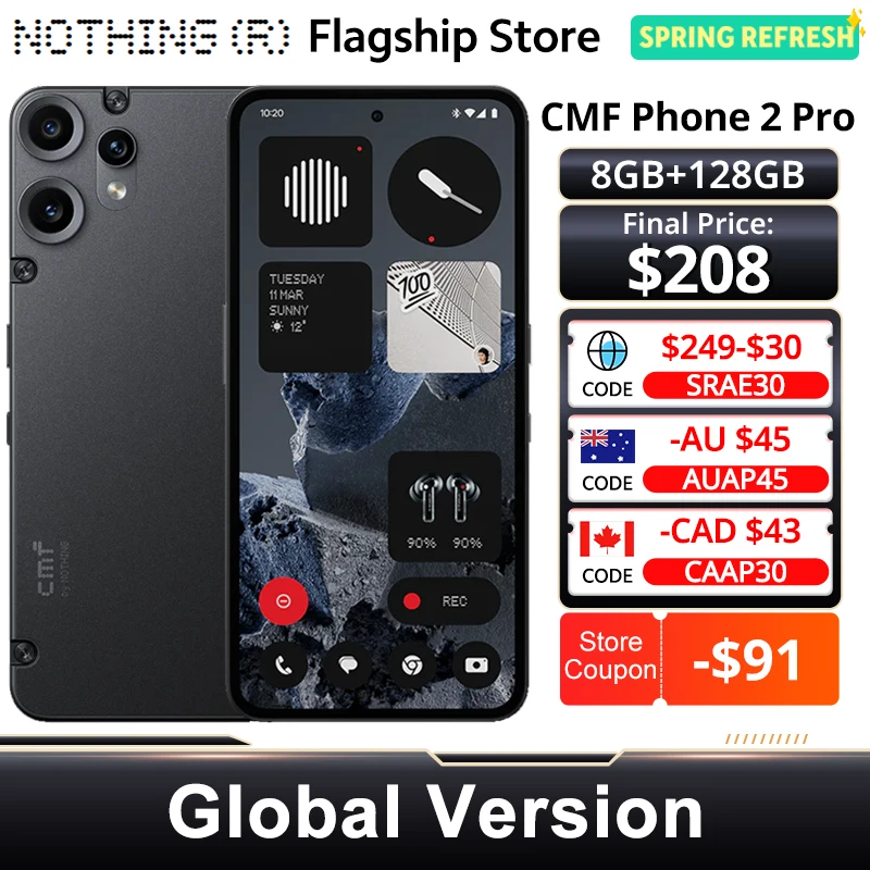 CMF Phone 2 Pro Глобальная версия Смартфон MediaTek Dimensity 7300 Pro 5G 5000 мАч 6,77 AMOLED 120 Гц Основная камера 50 МП NFC