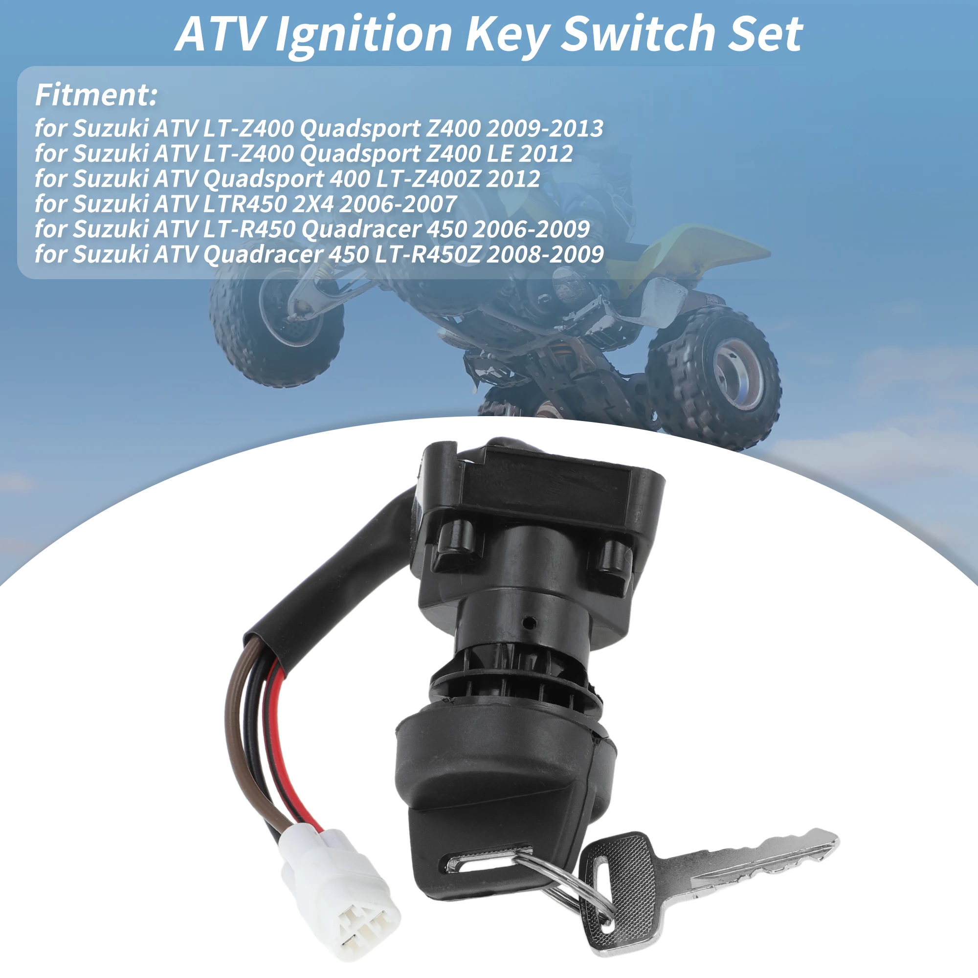 

UXCELL Ignition Key Switch for Suzuki LTR450 2006-2009 for Suzuki LT-Z400 LTZ400 2009-2013 3 Pins ATV Ignition Switch Key Set