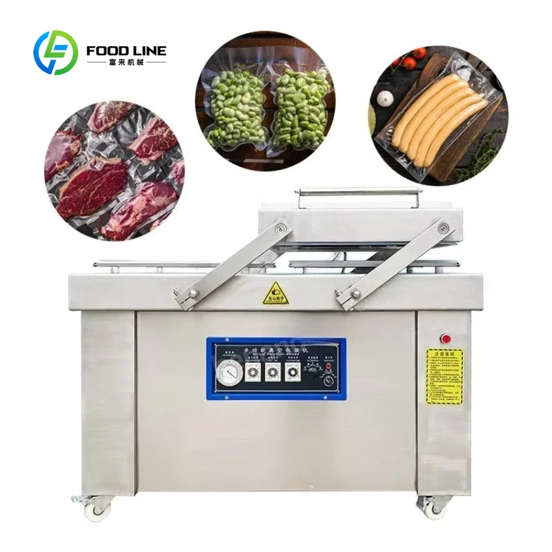 Customized Commercial Industrial Double Chamber Seal Thermoform Plastic Food Sealer Machine Skin Package Vacuum Pack Machine