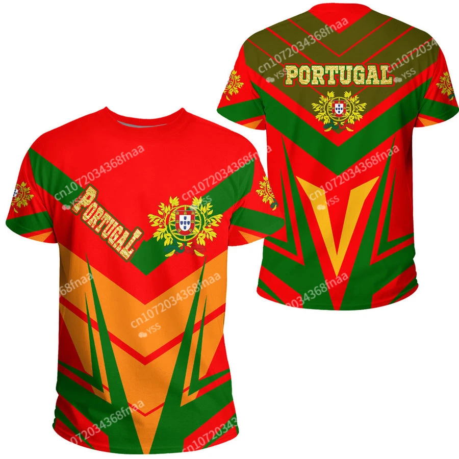 Men's T-shirt Portugal Flag Color National Emblem Printing Unisex Apparel Summer O Neck Short Sleeve Memorial Shirt Men Clothing