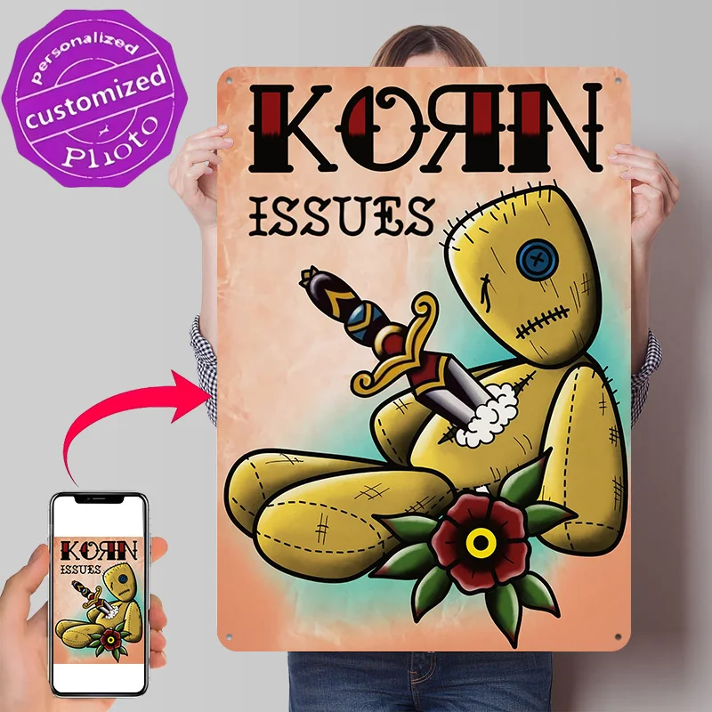 Korn Issues Doll With Knife Metal Poster Perfect Gift for Fans Lovers Personalized Wall Art Metal Sign for Room Decoration Man