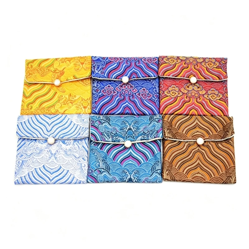 Decorative Jewelry Packaging Pouches, 6 Soft Brocade Bags for Individual Storage, Prepared Gifts, and Shop Display 55KA