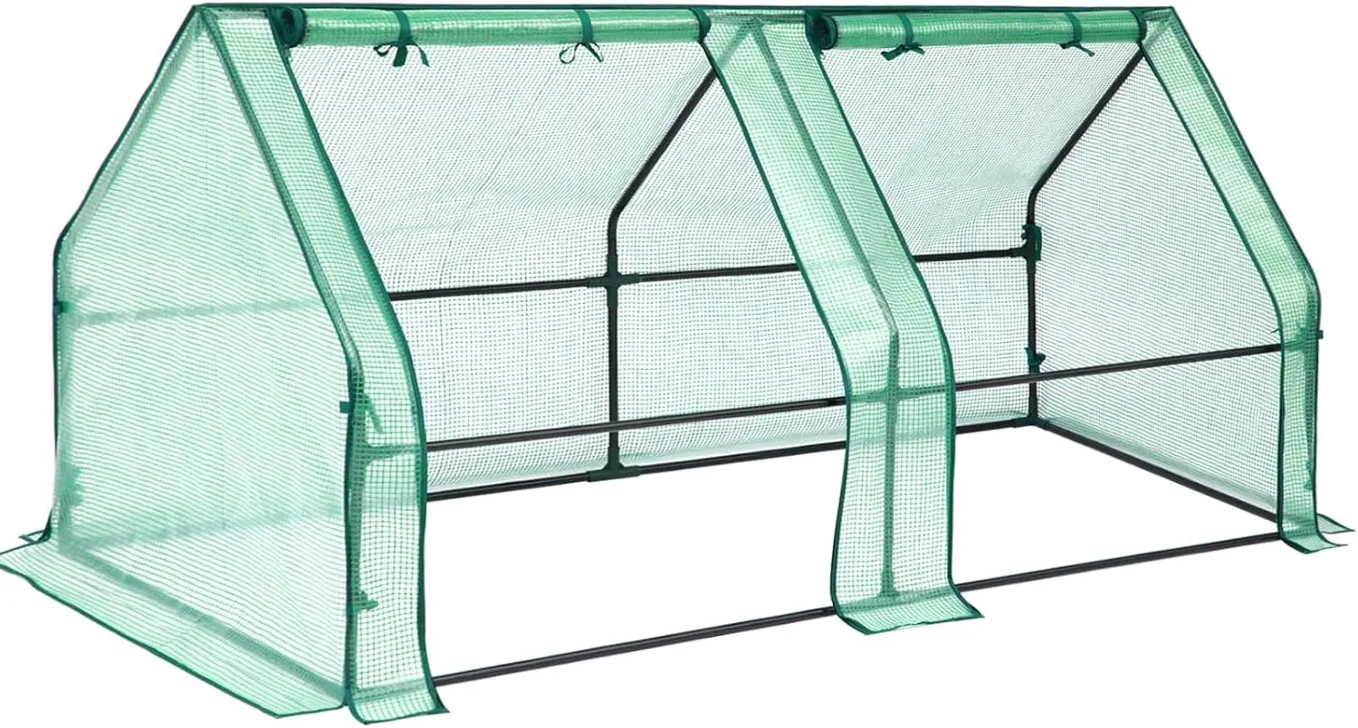 

Портативная мини-теплица, открытый сад 71x36x36, двери и колья с двойной молнией, водонепроницаемая, с защитой от ультрафиолета