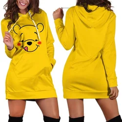 Disney Winnie the Pooh Piglet Hoodie Dress Sweater Fashion Disney Dress Sweatshirt Dress 3d Allover Printed Hoodie for Women