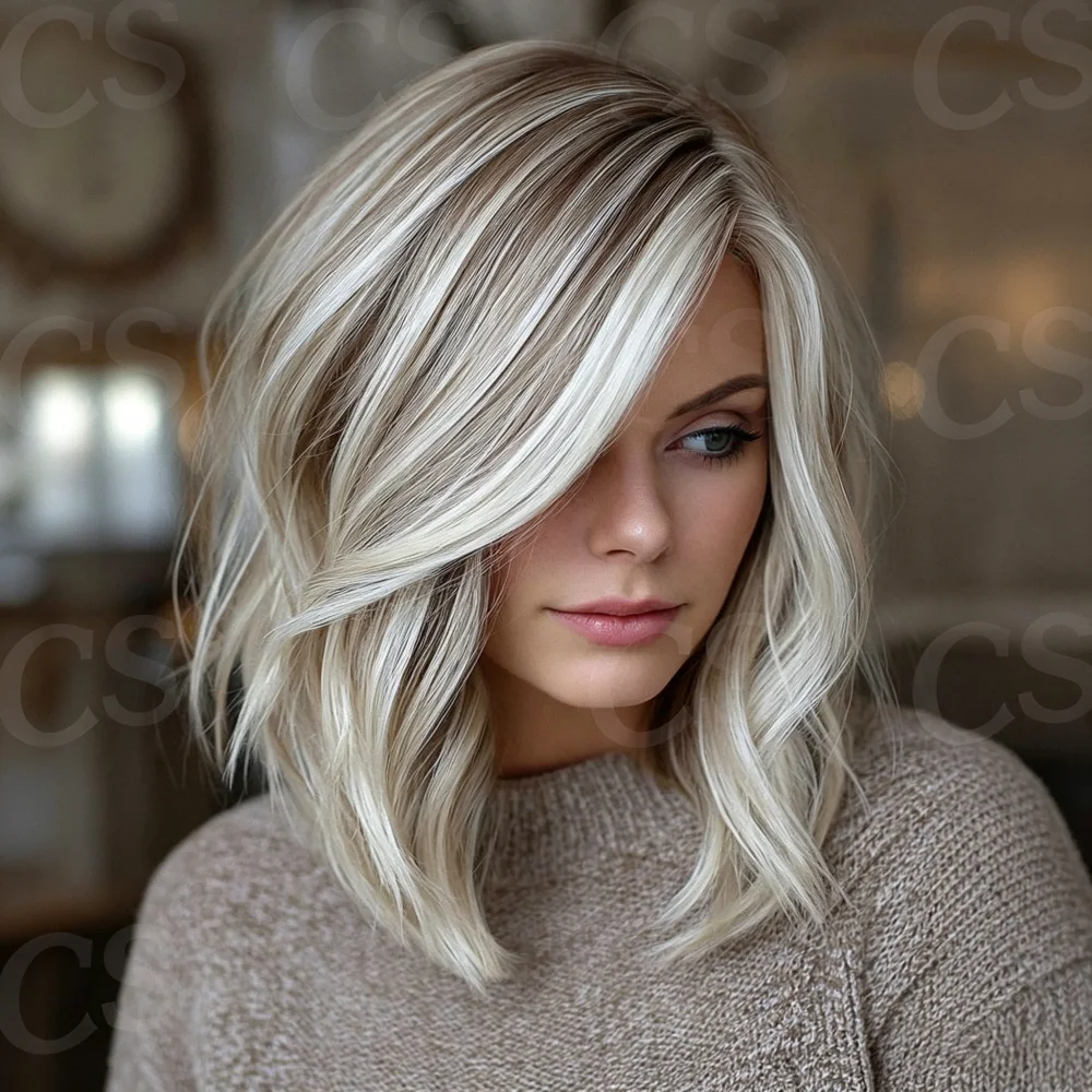

100% Human Hair Wig with Baby Hair Pre-Plucked Soft Ombre Highlight Blond Wave 150 Density 13x4 Lace Front for Natural Look