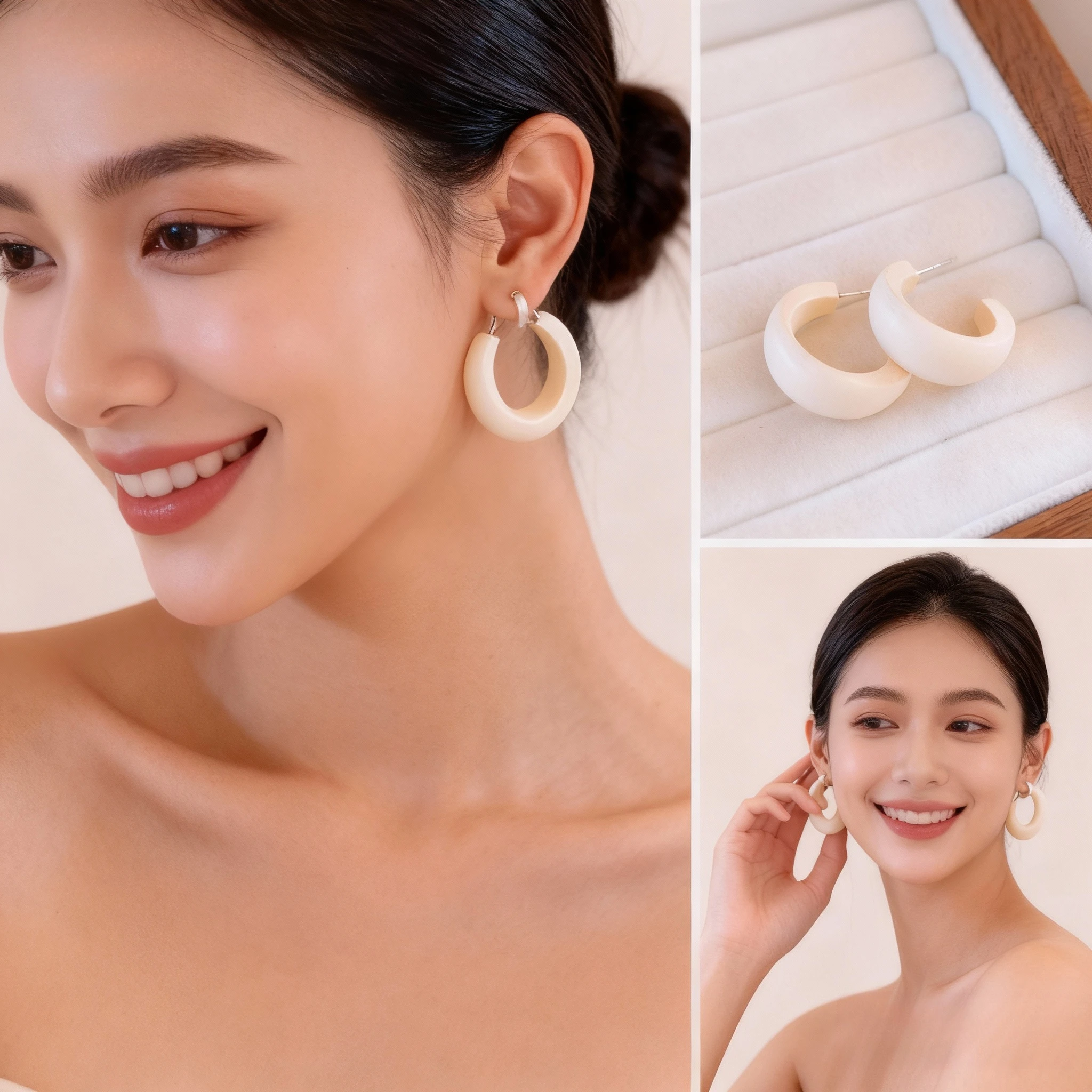 أقراط على شكل حرف C تصميم أنيق وخواتم أذن أنيقة وفريدة من نوعها ومتعددة الاستخدامات ومجوهرات مناسبة للنساء 2026 أكريليك كوري #1