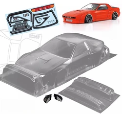 TC207 1/10 Mazda RX7 Clear Lexan Body 200mm W/Rear Mirrors for RC Drift Car 257mm Wheelbase Tamiya tt01 tt02 Kyosho fazer mk2