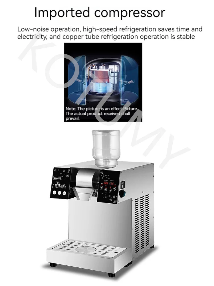 200kg/days Commercial Snowflake Ice Machine Small Snow Continuous Cooled Milk Mango Bingsu Shaver Smoothie Crusher