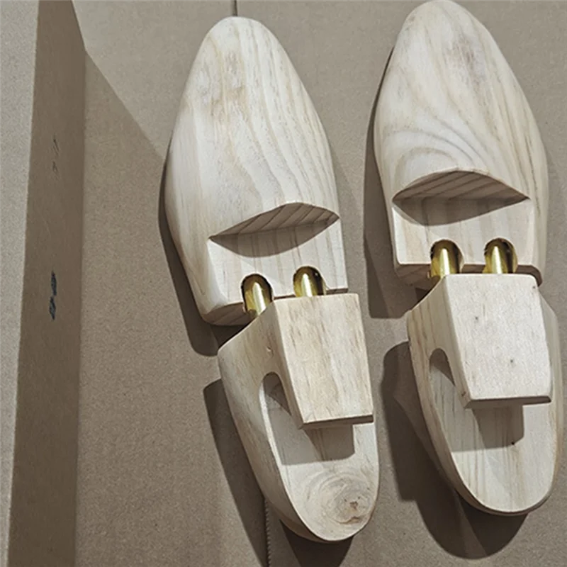 

B72A Solid Wood Shoe Last Shoe Stretcher Adjustable Spring Anti-Wrinkle Storage L Leather Shoe Shaper Shoe Stretcher