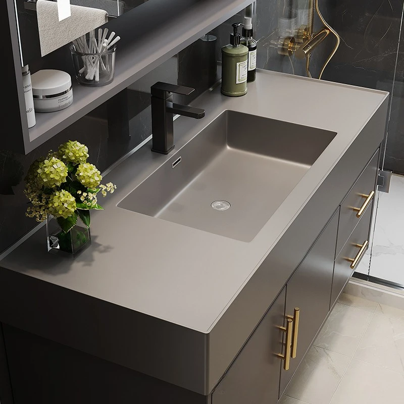 Комбинация шкафа для ванной комнаты, простая встроенная раковина из цельного дерева, раковина для умывания, унитаза, умывальник для ванной комнаты