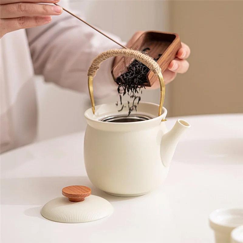 

Best-Cream Yellow Teapot Tea Brewer Set Stove Candle Heating Warm Tea Warm Roasted Tea Stove
