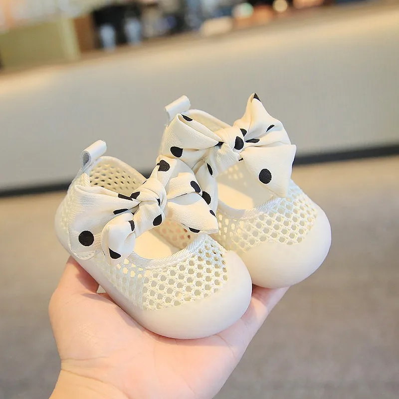 Baby Walking Shoes Mesh Breathable Toddler Casual Shoes Sweet Big Bows 2026 Brand New Kids Princess Shoes Soft Bottom