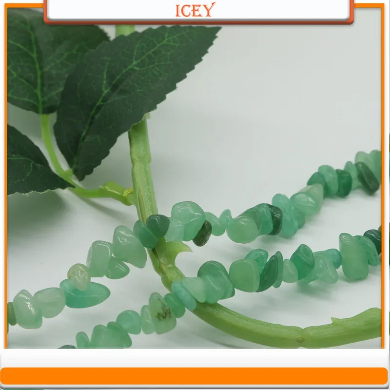 Icey 10pcs 5-8mm Green Dongling Crystal Crushed Stone Loose Beads Straight Hole Crushed Stone Raw Stone DIY Handmade Accessories