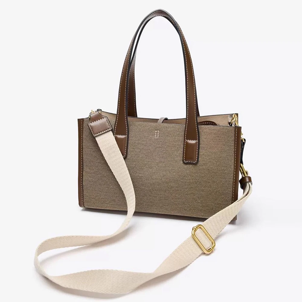 

NEW Canvas Designer Shoulder Crossbody Bag Metal Ring Removable Handbags Fashion PU Leather Tote Bags for Women Shopper Purses