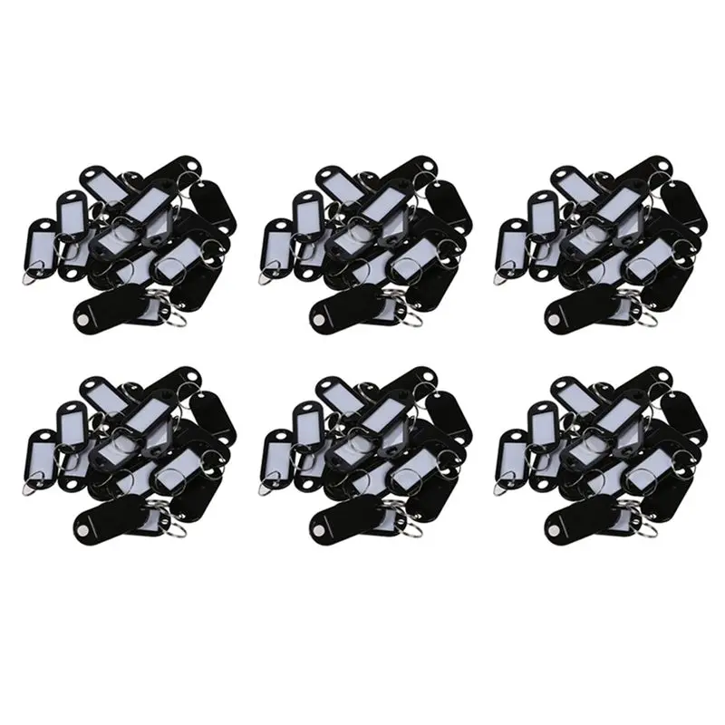 ABRI-120 Pcs Key ID Label Tags Split Ring Keyring Keychain Black