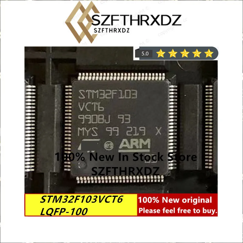 100% NEW ORIGINAL STM32F103VCT6 LQFP100 High-density performance line ARM-based 32-bit MCU with 256 to 512KB Flash