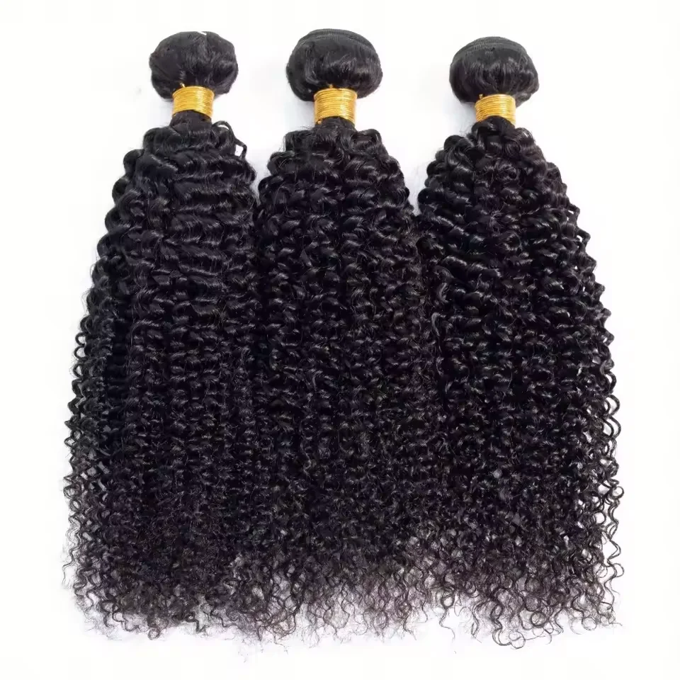 Jerry Curly Bundles Brazilian Remy Human Hair Bundles 1/3/4 Pcs Kinky Curly Human Hair Weaving Extensions Natural Black Color