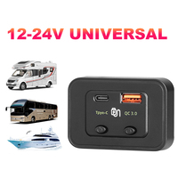 12/24V Quick Charging Adapter Car Quick Charger Dual USB Ports PD Type-C QC3.0 USB Power Adapter for Truck ATV Marine Motorcycle