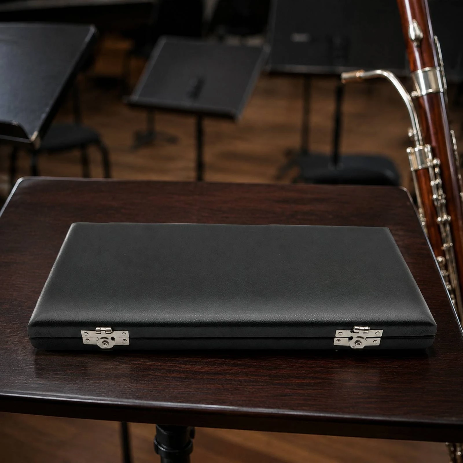 Bassoon Cane Storage Box Compact Bassoon Cane Case with Ten Holders Cushioned Soft Lined for Professional Musicians