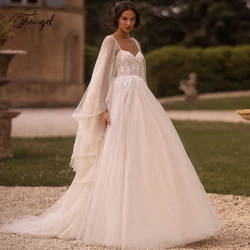 Traugel Elegant Backless Sweetheart Vintage Wedding Dresses Luxury Spaghetti Straps Appliques Court Train A Line Bridal Gown