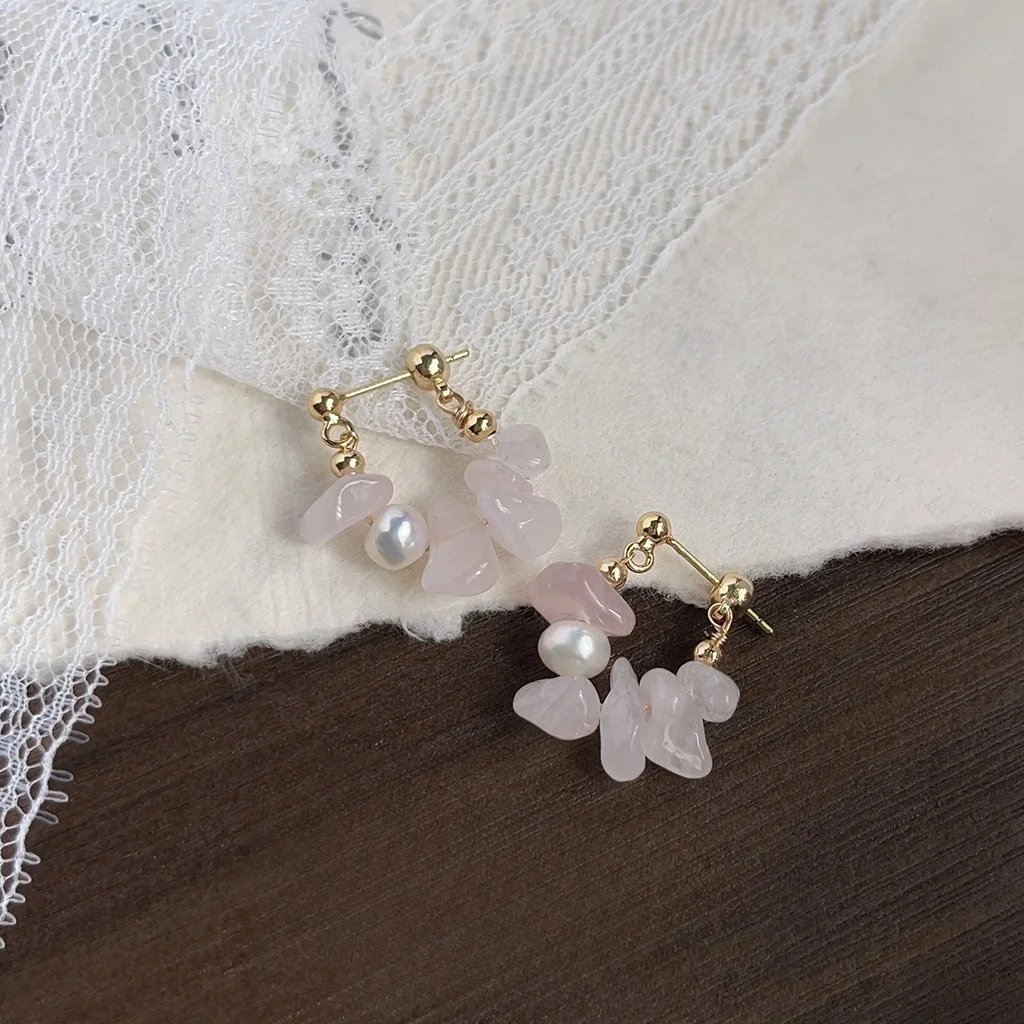 2025 Fresh handmade freshwater pearl natural stone new silver needle earrings women's personality earrings jewelry gifts