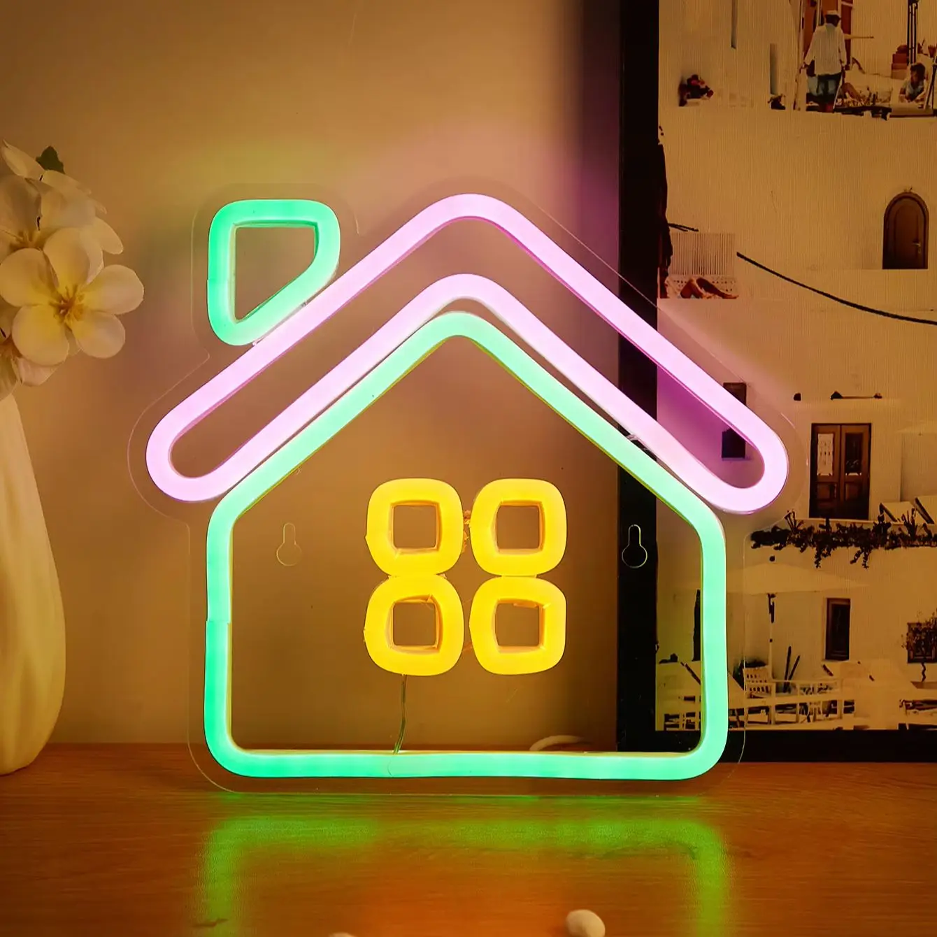 Chi-buy LED Neon small house USB Powered Neon Signs Night Light 3D Wall Art Bedroom Living Room Decor Lamp Signs