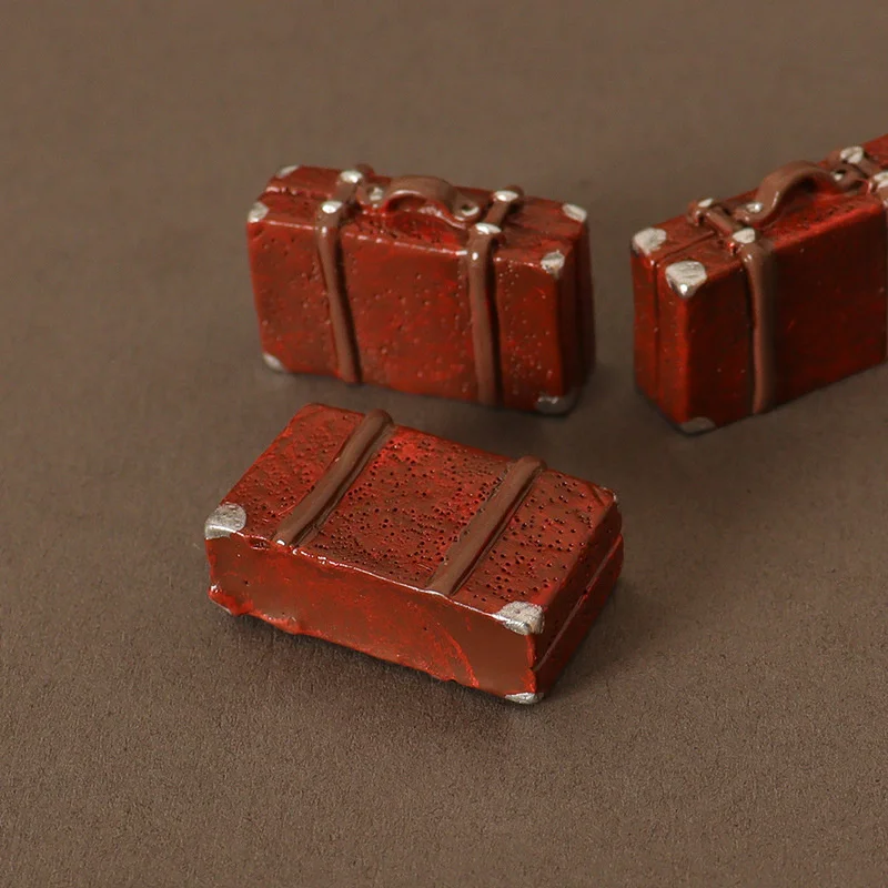 Doll Leather Luggage Trunk Suitcase Vintage Wood Box Dolls Accessories Dollhouse Furniture Gift