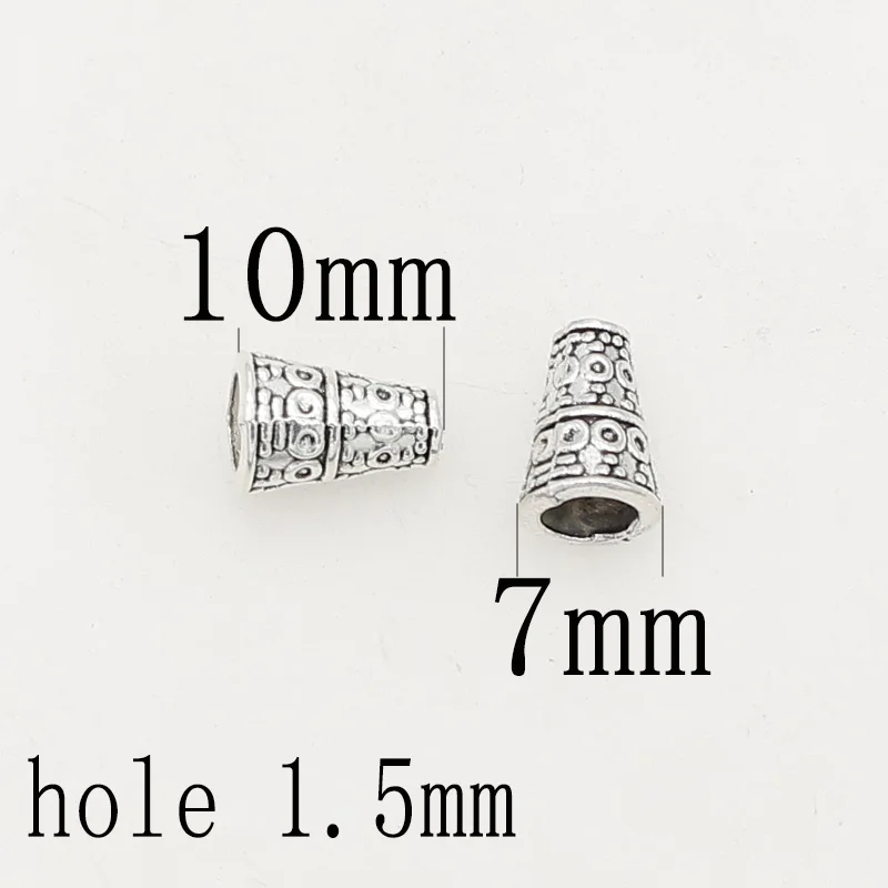 20pcs/Lot Pretty Tower Shape Tassel Cover Caps 10x7mm Antique Silver Color Metal Bead Caps Spacers End Trays DIY Jewelrys Crafts