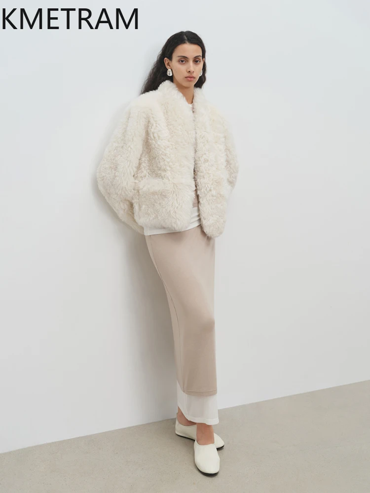 Laine naturelle peau de mouton Double face fourrure veste femmes luxe court réel manteau de fourrure fourrure vestes hiver femme vêtements 2025 шу sik