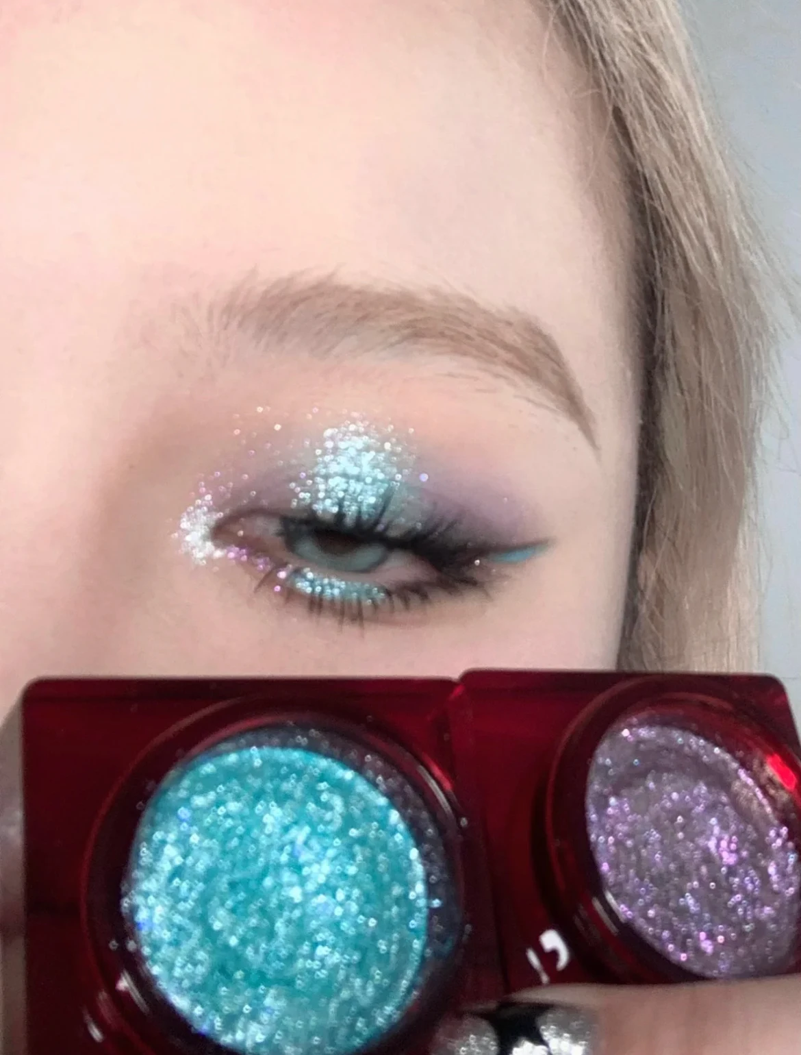 Pure Wild Spice Girl Y2K Ice Blue Diamond Eye Makeup Fidoo/Futing Glitter Gem Series Monochrome Eyeshadow