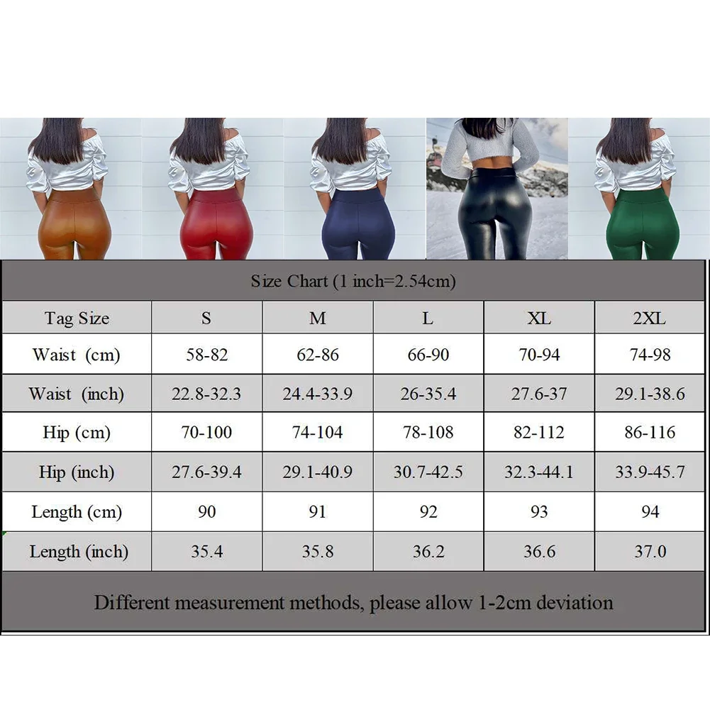 Slim Fit Leggings PU Leather Pants Party Outfit Applicable Gender Female Brand New Condition Regular Length Solid Color Design