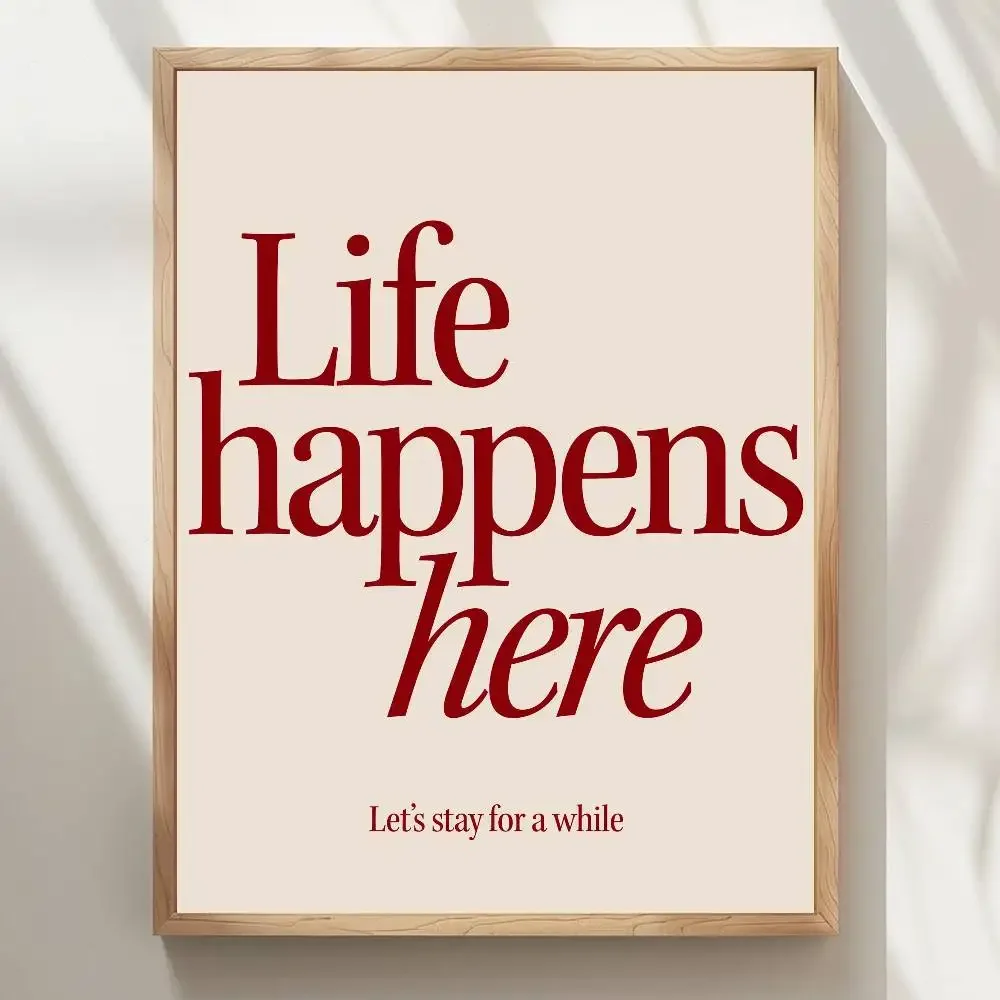 Póster de Life Happens Here, adhesivo artístico de pared impermeable con impresión de alta calidad para decoración de bar y