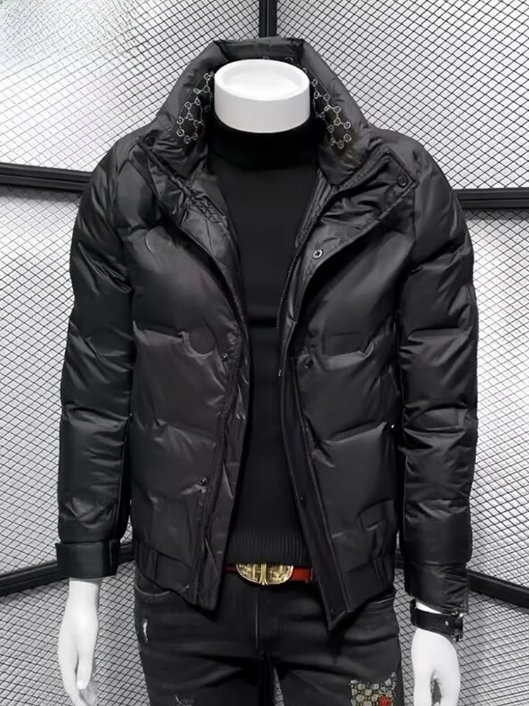 

Men's White Du down Jaet 2026 Autumn Winter New Sle No Cap Stand Collar Simple Casual Warm Outerwear TUCANO