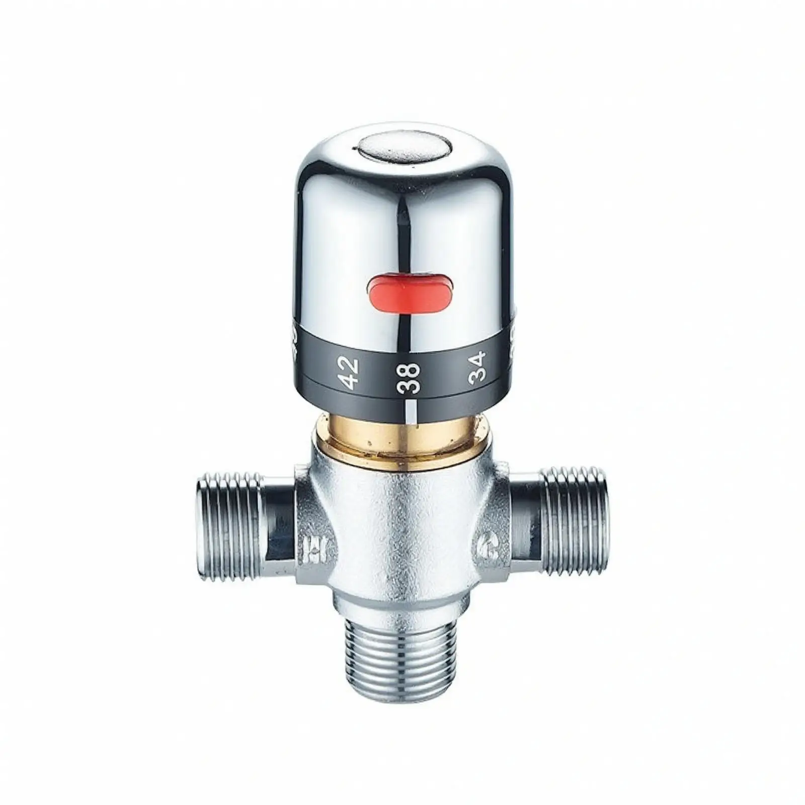 Anti-Scald Thermostatic Mixing Mixing | Brass Body, Threaded Plumbing Connections, Thermostatic mixing device with Chrome Cap,