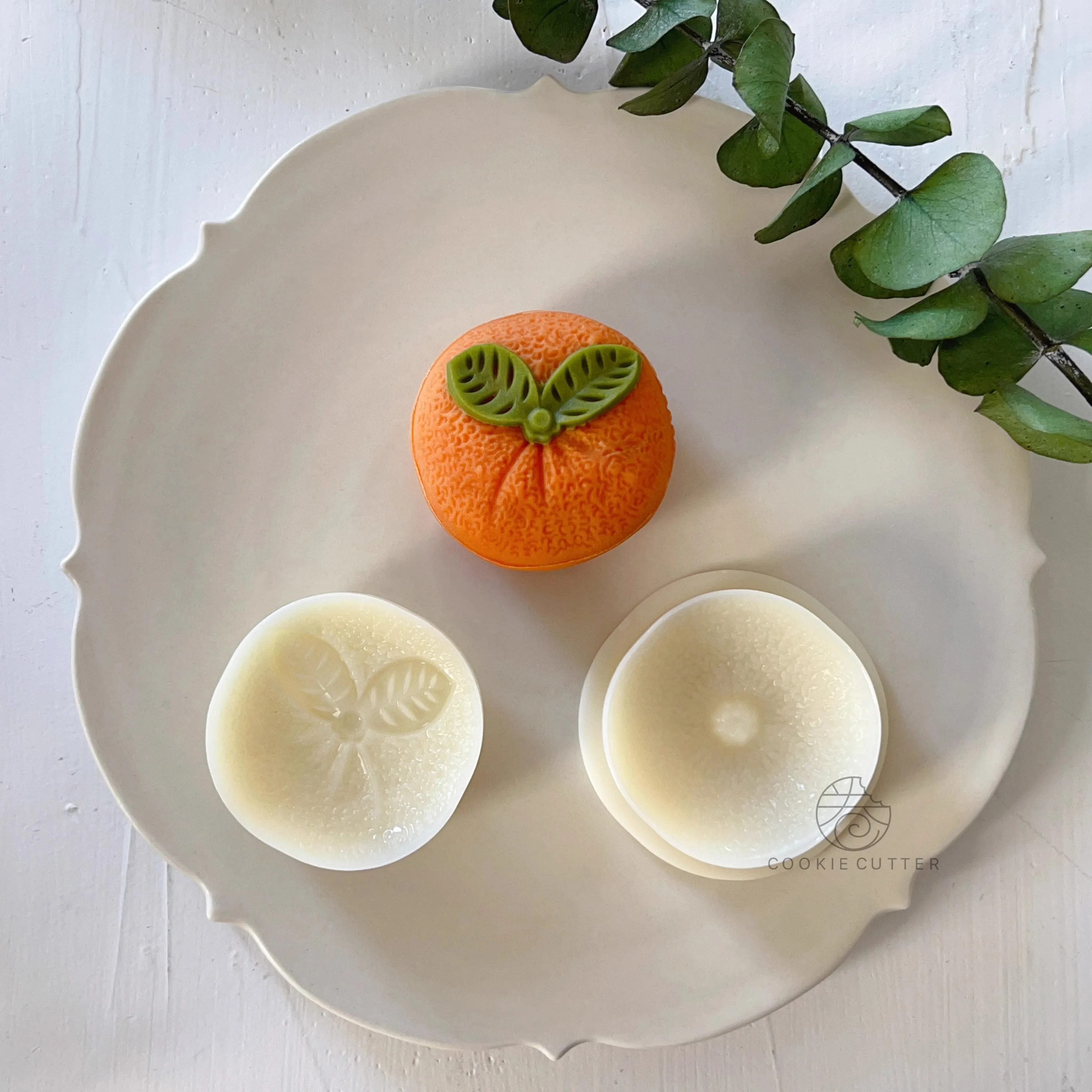 2Pcs/Set 50g Mooncake Press Mold Creative Cubic Tangerine Shape Pastry Stamp Fruit Wagashi Dessert Household Kitchen Utensils