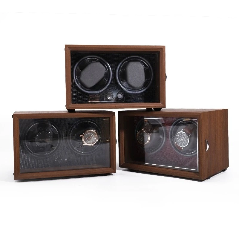 

Black walnut pattern chain watch shaker, wooden watch box 2-position automatic watch shaker
