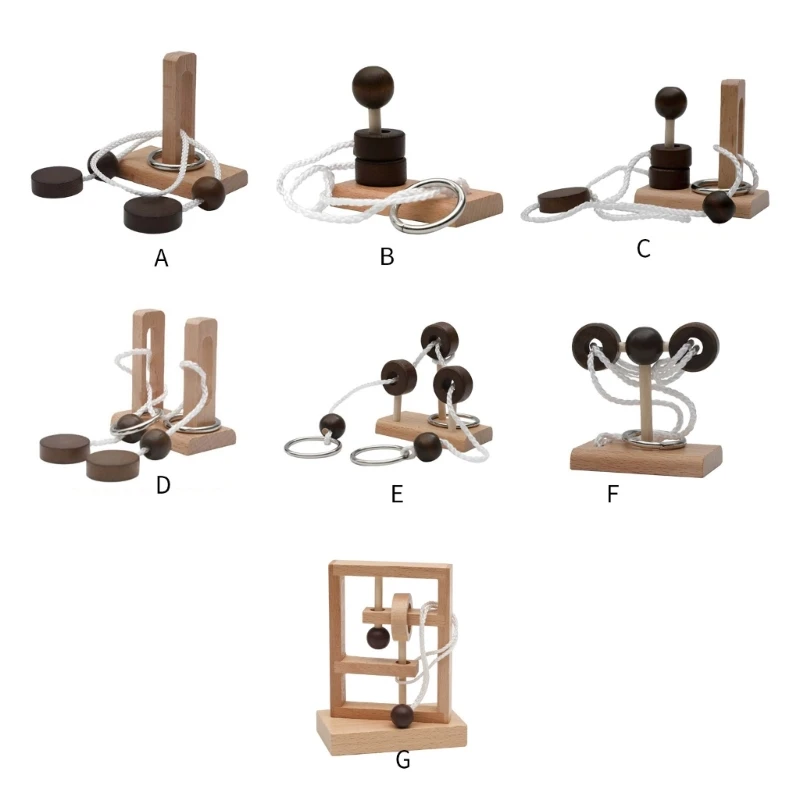 ثلاثية الأبعاد لغز خشبي حبل حلقات لعبة الدماغ لعبة الذكاء مغلق لغز لعبة لعبة للمراهقين أطفال لعبة المتاهة التعليمية D5QF