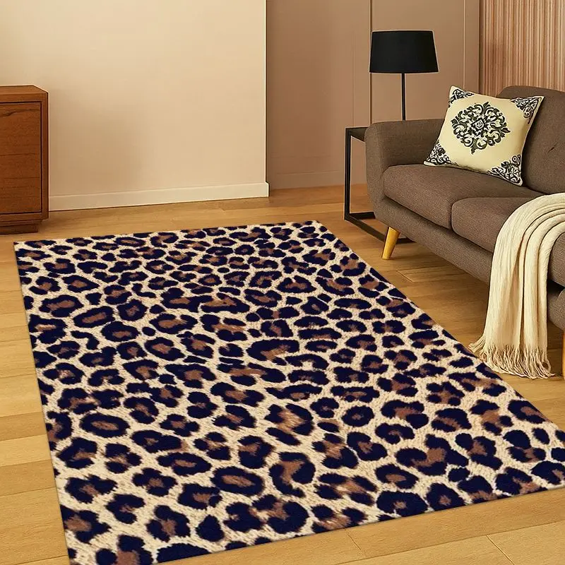 luxurious Leopard Tiger Print Beast Fur Carpet Rug for Bedroom Living Room Sofa Playroom Doormat Home Decor,Area Rug Non-slip