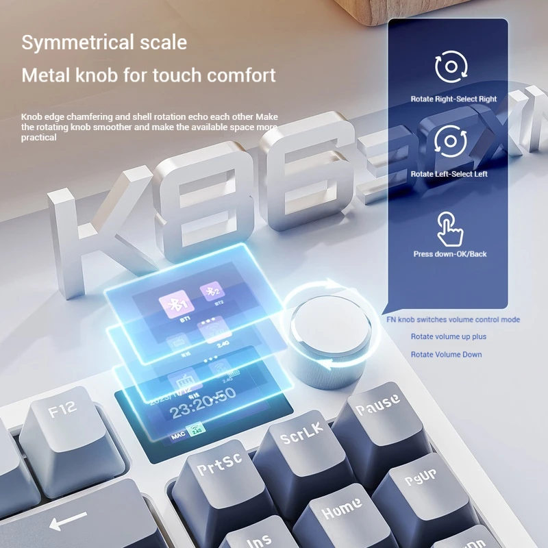 Attack Shark K86 Mechanical Keyboard Thir- Mode  Rgb Backlight Mechanical Axis Bluetooth 2.4g Wired Hot Plug Office Game