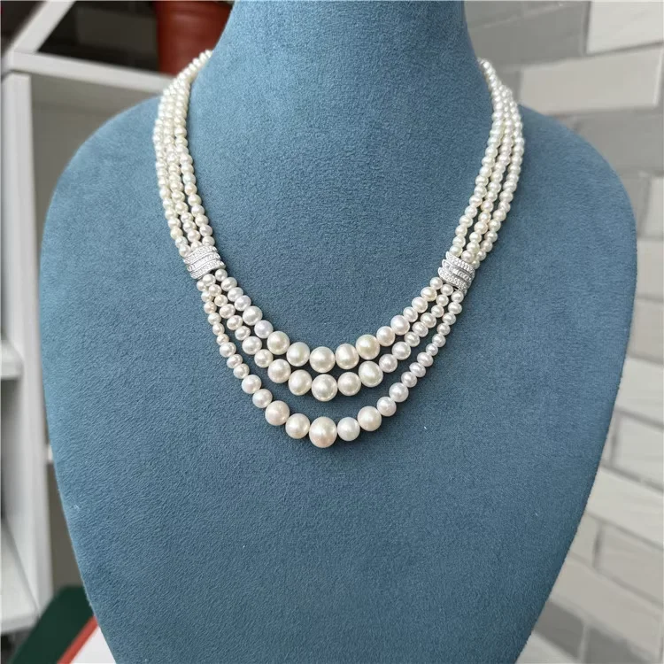 New natural pearl necklace with multi-layer short collarbone necklace