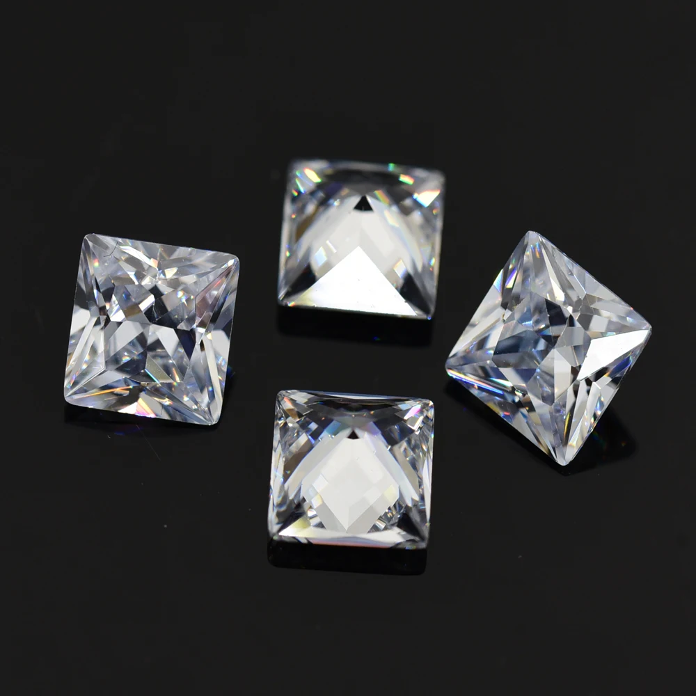 White 1.5x1.5~14x14mm 5A Square Shape Princess Cut Loose CZ Stone Synthetic Gems Cubic Zirconia For Jewelry Brilliant