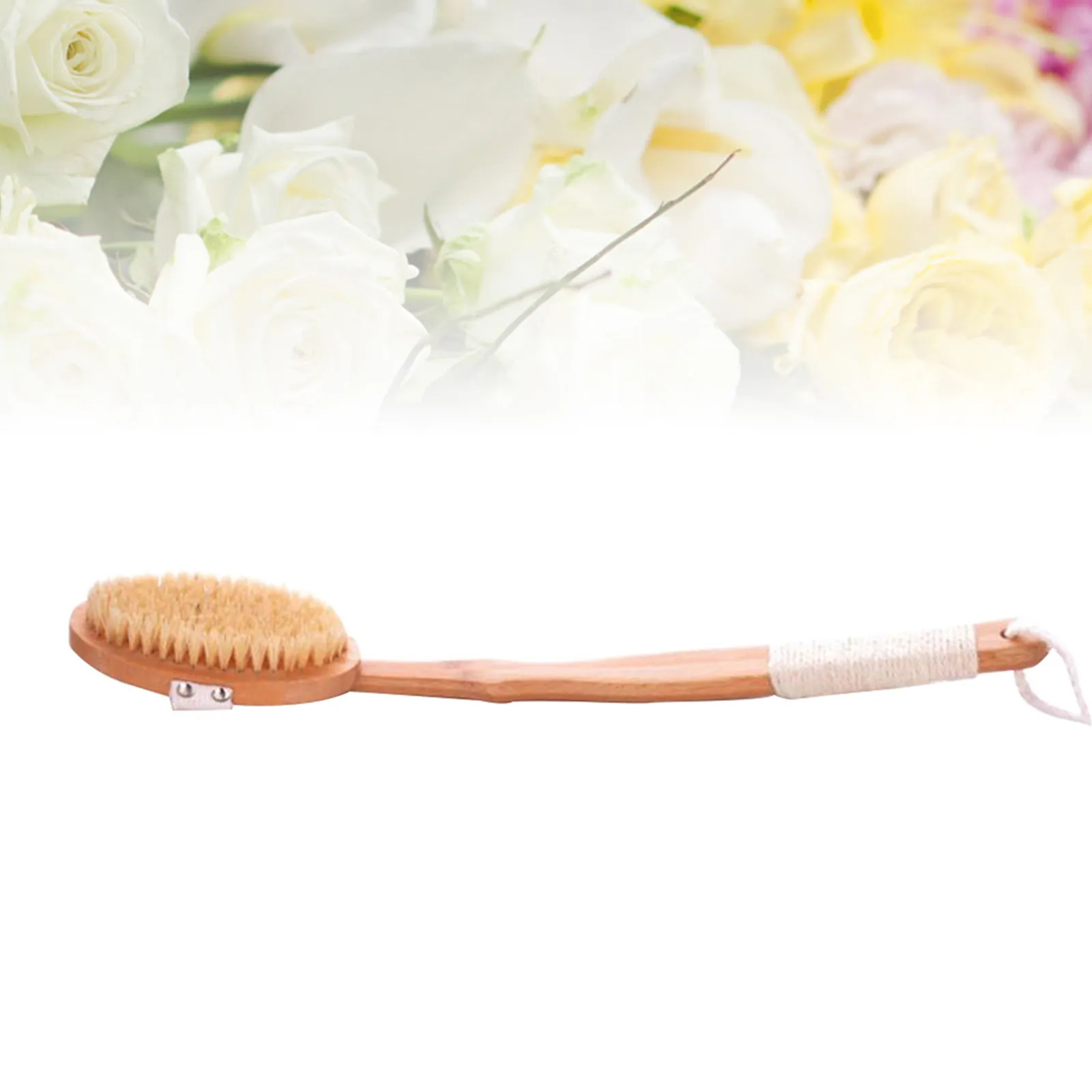 1Pcs Natural Wood Handle Premium Pig Bristle Bath Brush for Body Exfoliation Deep Cleansing Pores Massage Circulation Shower