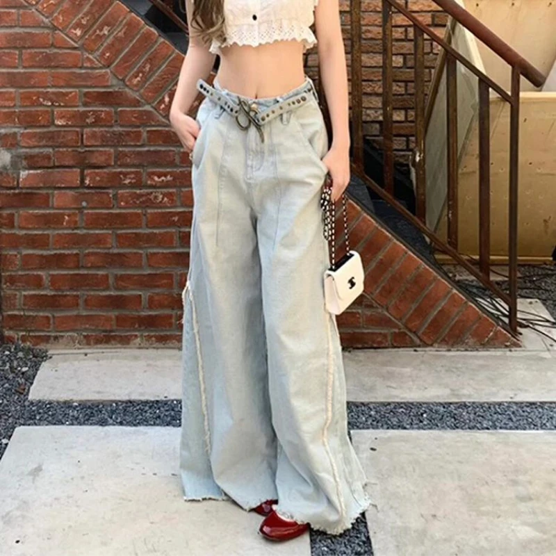 

Deeptown Vintage Basic Women Jeans Harajuku Washed Wide Leg Baggy Denim Pants Korean Fashion Oversize Trousers Autumn Streetwear