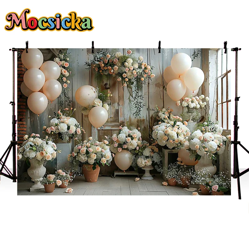 Mocsicka Photography Background Boho Floral Room Adult Birthday Wedding Maternity Portrait Decor Backdrop Photo Studio