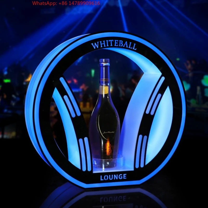 

High-End Bespoke LED Bottle Display RackLED Round Wine Bottle Champagne Stand Rechargeable Vip Champagne Bottle Presenter For Ba