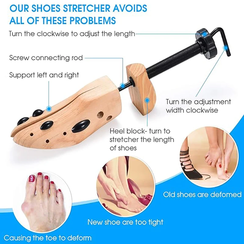 Repacego 1/2 Pc Wooden Shoe Trees Adjustable Shoe Stretcher Expander Men Women Unisex Length Width Shoes Extender Keeper Heels