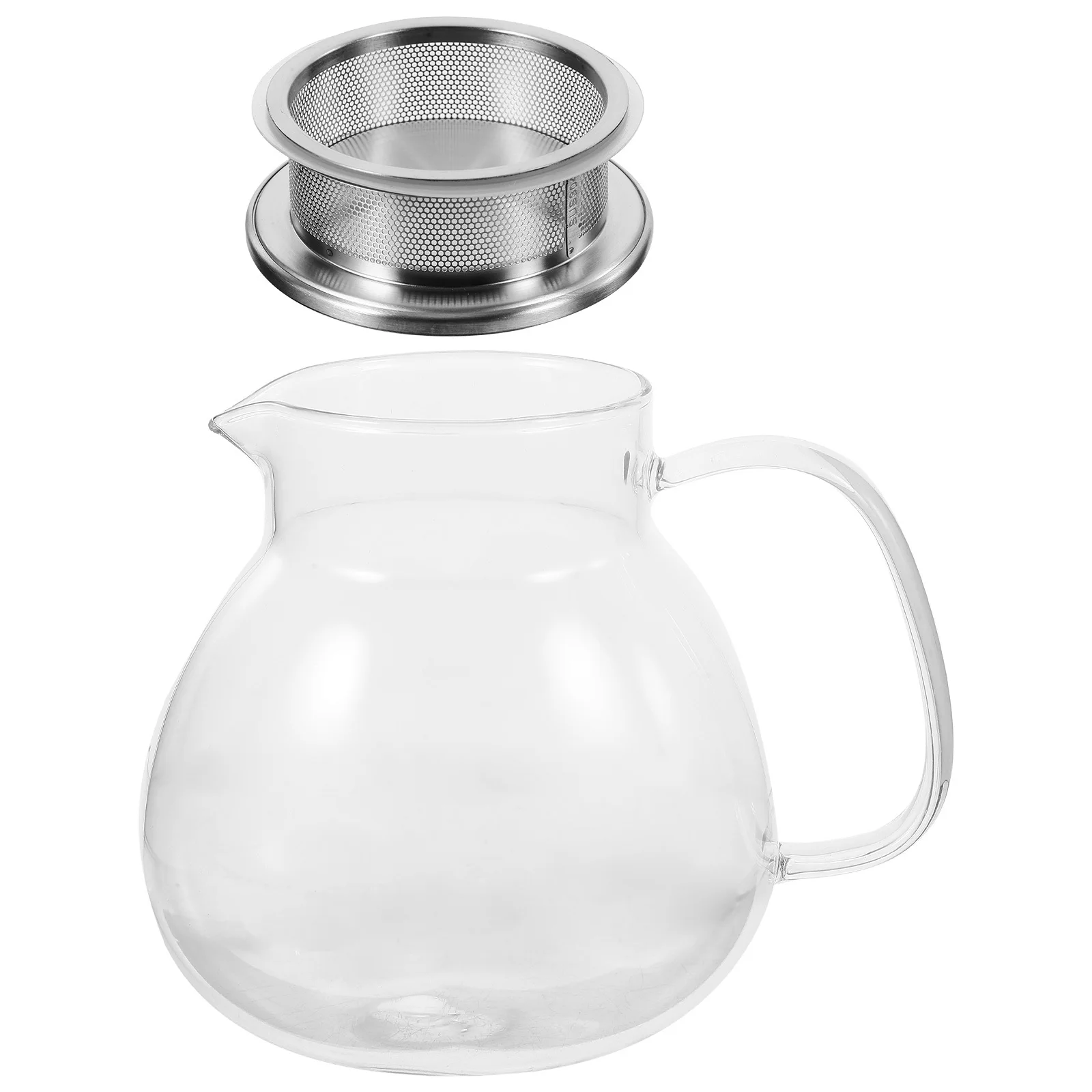 

1Set Glass Tea Pot Kitchen Tea Kettle Handheld Home 1000ml Clear Borosilicate Wear Resistant Dishwasher Safe Large Teapot