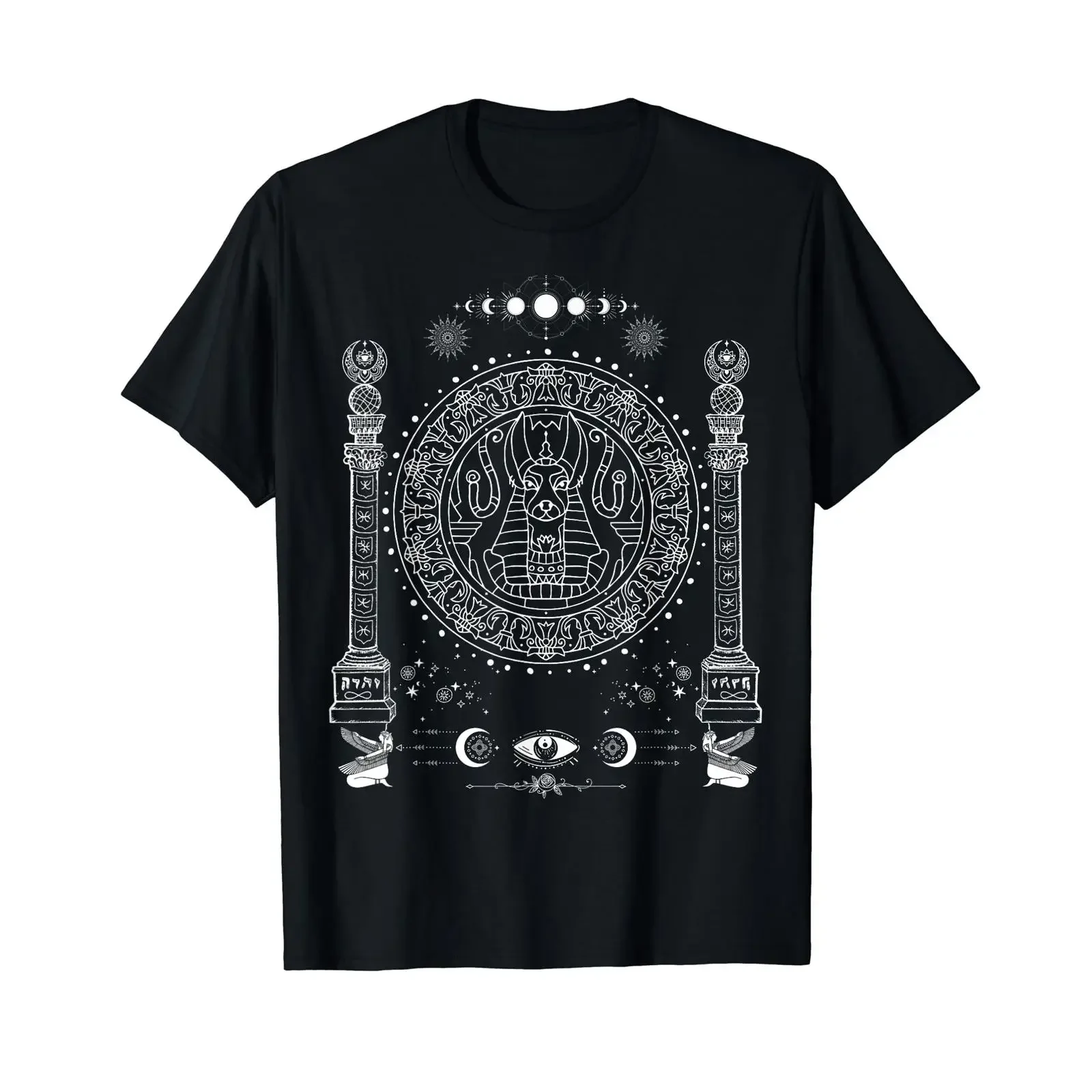 Sacred Geometry Science Egyptian Anubis T Shirt vintage Washed fashion Stretched designer clothes Breathable Stylish Casual